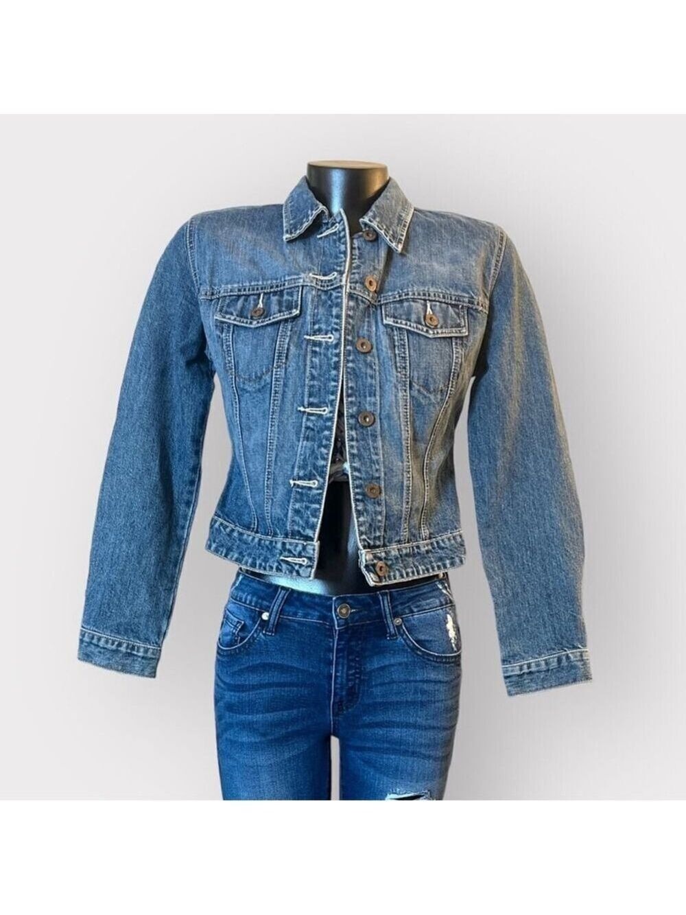 Gap Jeans Vintage Denim Jacket Womens XS Blue 2000 Y2K Cotton Classic Trucker